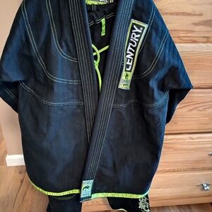 Century Black Brazilian Jiu-Jitsu Gi with Green Stitching